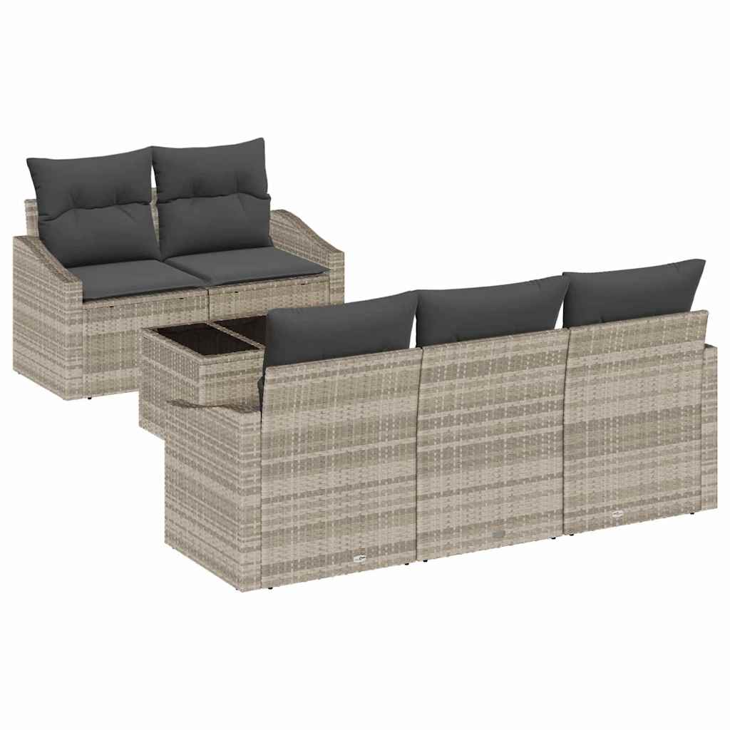 Garten-Sofa-Set 6 pcs Hellgrau und Dunkelgrau 55 x 55 x 37 cm